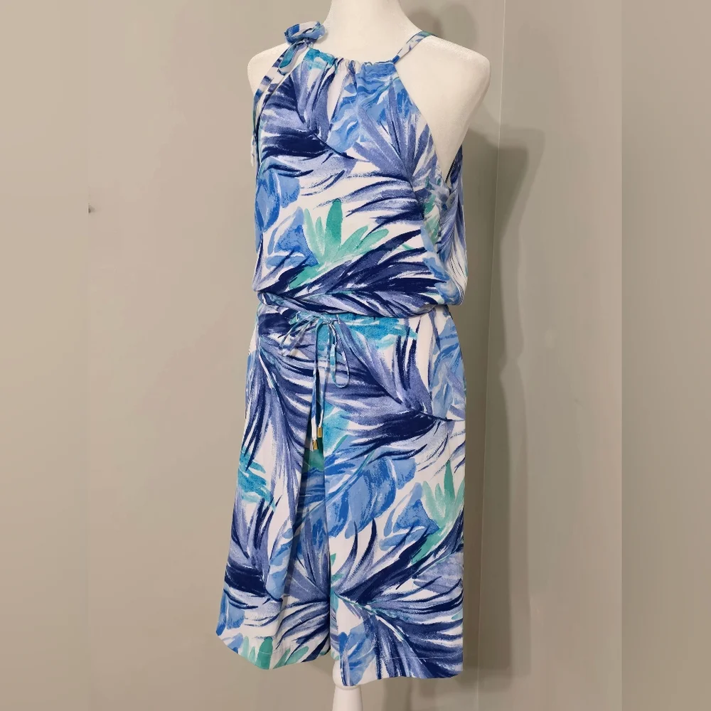 Lauren Ralph Lauren Beach Palm Tree Tie Waist Romper Women's Size 4 - Picture 3 of 10